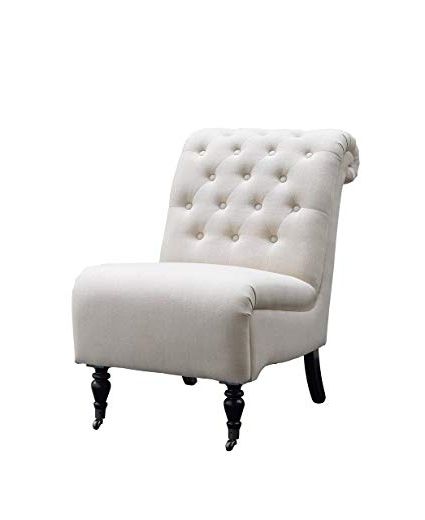 Current Amazon: Linon Cora Natural Roll Back Tufted Chair: Kitchen & Dining With Cora 7 Piece Dining Sets (View 11 of 20)