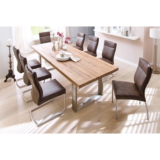 Current Capello Solid Oak 8 Seater Dining Table With Edward Chairs Intended For 8 Seater Oak Dining Tables (View 5 of 20)