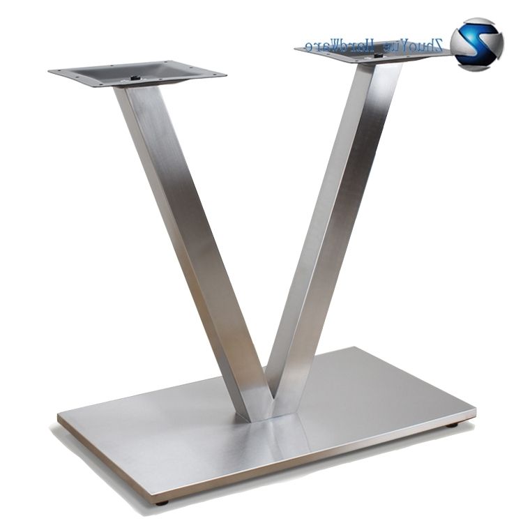 Current China Manufacture Brushed V Shape Stainless Steel Dining Table Base With Brushed Steel Dining Tables (Photo 11 of 20)