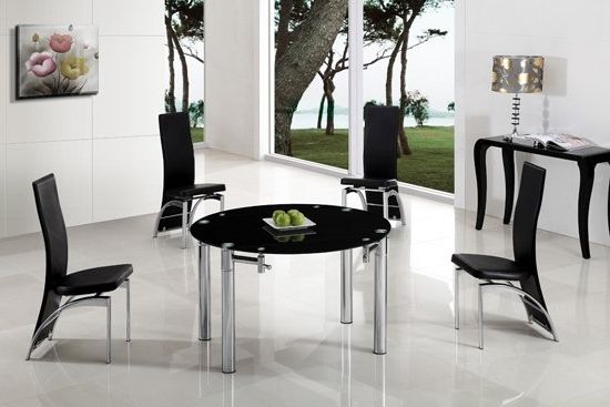Current Extending Black Dining Tables Within Oasis Extending Dining Table In Black Glass With Chrome (View 15 of 20)