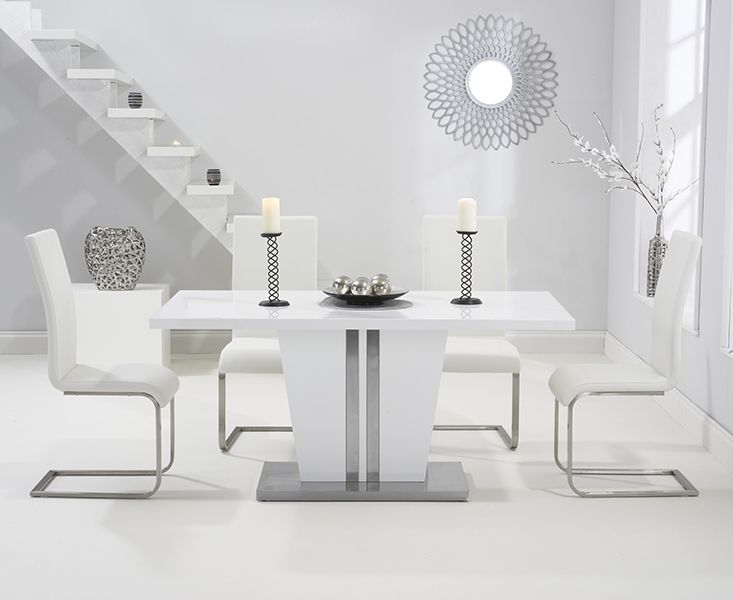 Current Gloss White Dining Tables For Buy Mark Harris Vigo White High Gloss Dining Set – 160cm Rectangular (Photo 7 of 20)