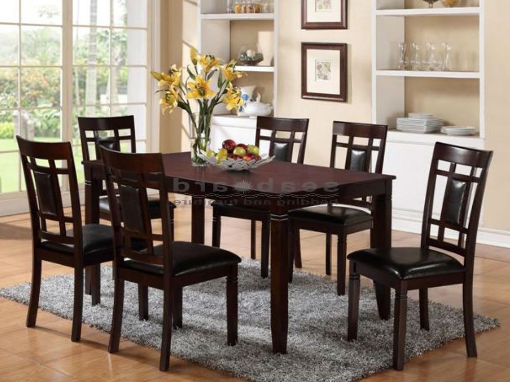 Current Paige 7 Piece Dining Room Set In Dark Brown 2325 Inside Dark Dining Room Tables (View 2 of 20)