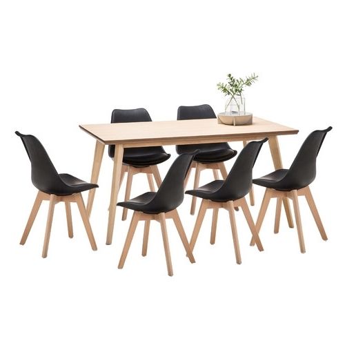 Current Wyatt Dining Tables In Wyatt Dining Table & 6 Padded Eames Replica Chairs Set (View 11 of 20)
