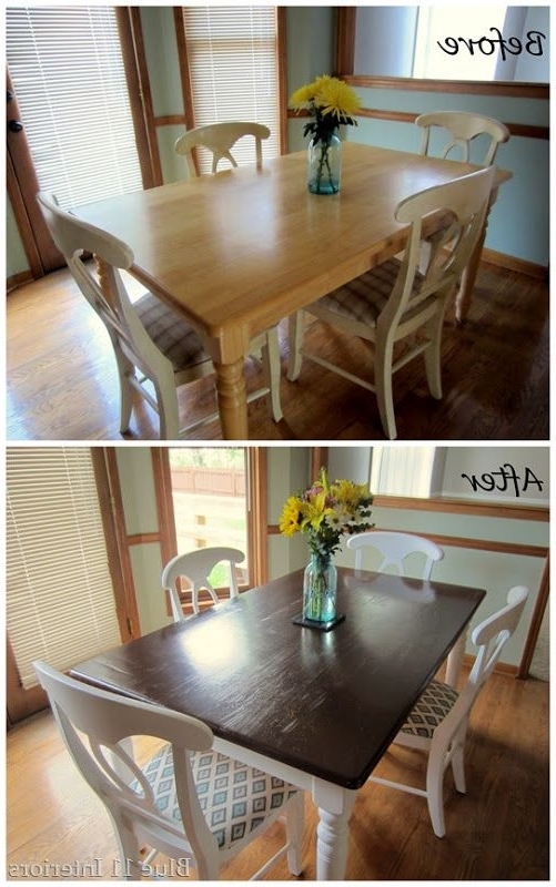 Dark Brown Wood Dining Tables With Regard To 2018 Dining Table Makeover: Before And After Dark Top With Light White (Photo 10 of 20)