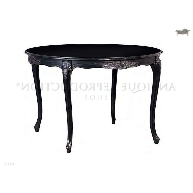 Dark Round Dining Tables With Regard To Most Current French Provincial Round Dining Table Black – Antique Reproduction Shop (View 14 of 20)