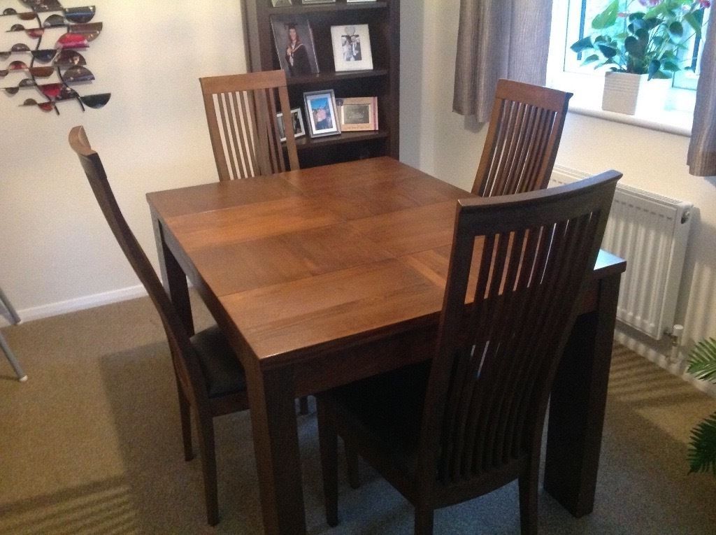 Dark Solid Wood Dining Tables Regarding Best And Newest Solid Wood Dining Table And 4 High Back Chairs, Modern Design, Dark (Photo 16 of 20)