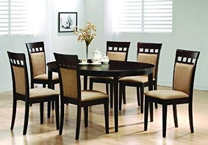 Dining Tables And Chairs Sets With Regard To Most Up To Date Amazon – Oval Dining Room Wood Table Chair Set Kitchen Chairs (Photo 1 of 20)