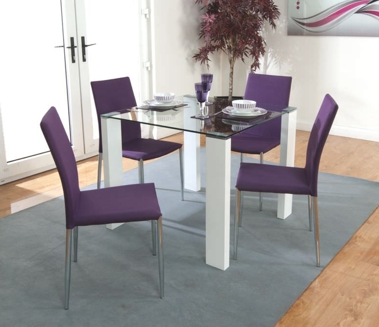 Dining Tables And Purple Chairs Pertaining To Favorite Buy Acton Dining Set With 4 Purple Chairs The Furn Shop (View 5 of 20)