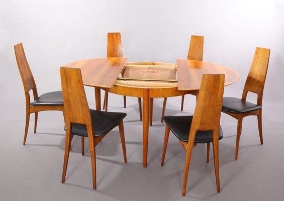 Dining Tables And Six Chairs Pertaining To Current German Cherry Wood Extendable Dining Table With Six Chairsernst (Photo 9 of 20)