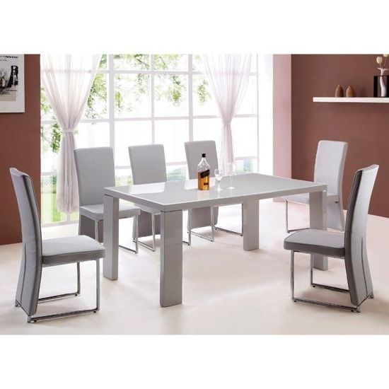 Dining Tables Grey Chairs Within Recent Giovanni High Gloss Grey Dining Table And 4 Light Grey Chairs (View 5 of 20)