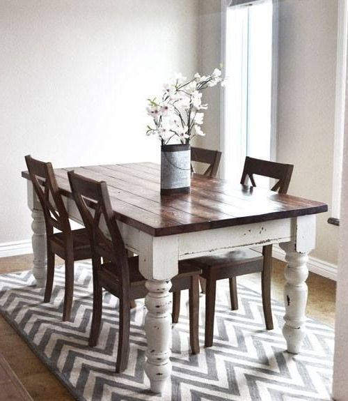 Dining Tables With White Legs And Wooden Top Inside Favorite Farm Table Dark Top Distressed White Legs (Photo 1 of 20)