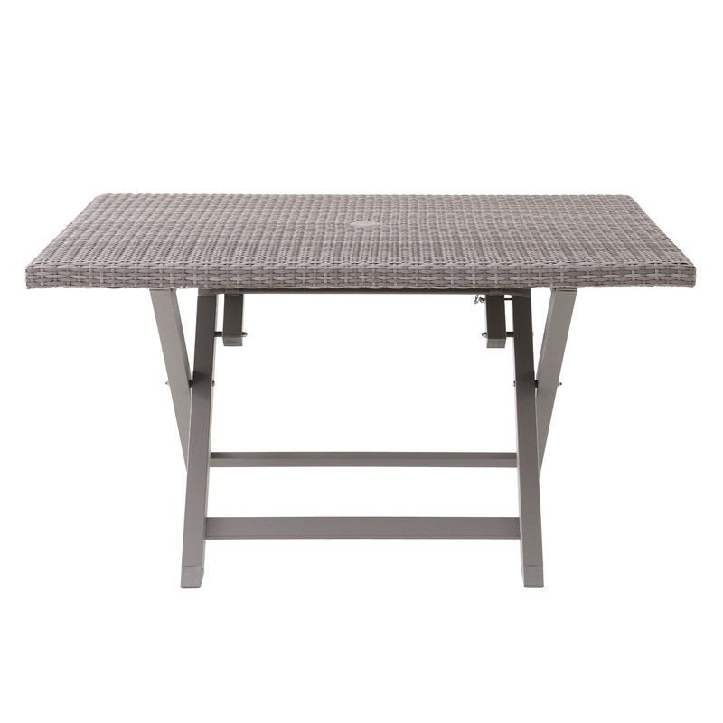 Ebern Designs Specht 6 Person Folding Resin Wicker Dining Table With Popular Rattan Dining Tables (View 6 of 20)