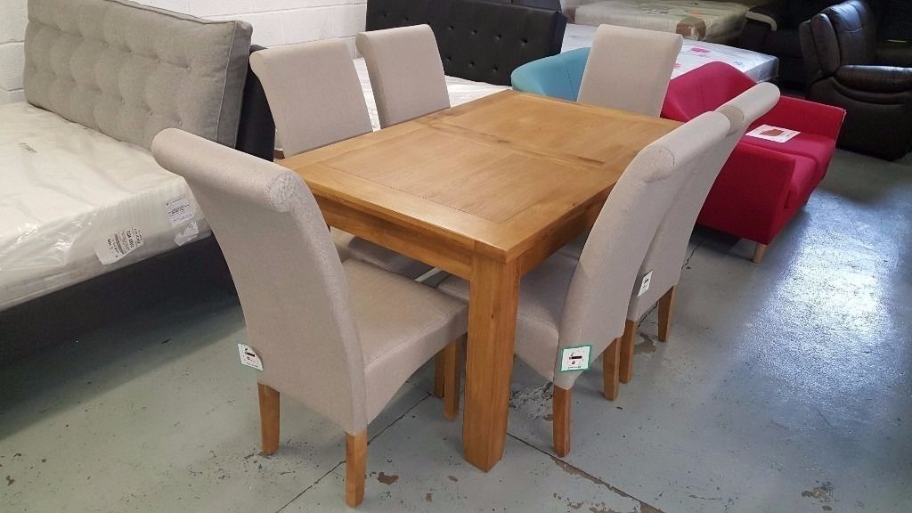 Ex Display Julian Bowen Astoria Extending Oak Dining Table & 6 Rio Regarding Most Current Extendable Oak Dining Tables And Chairs (View 18 of 20)