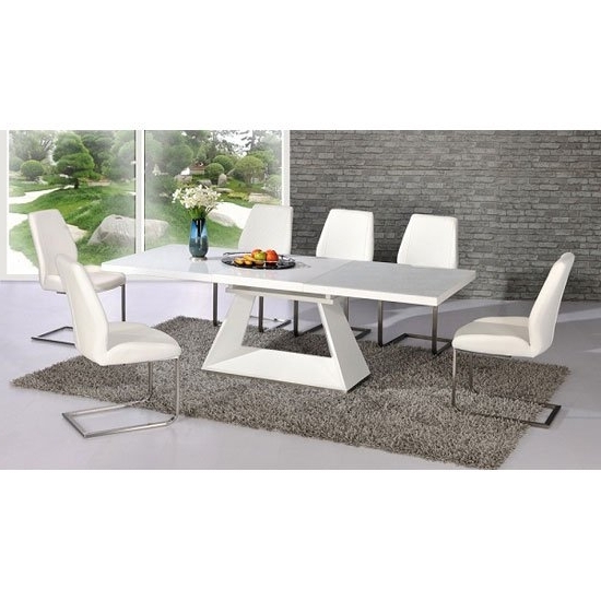 Extendable Dining Tables And 6 Chairs With Best And Newest Amsterdam White Glass And Gloss Extending Dining Table 6 (Photo 13 of 20)