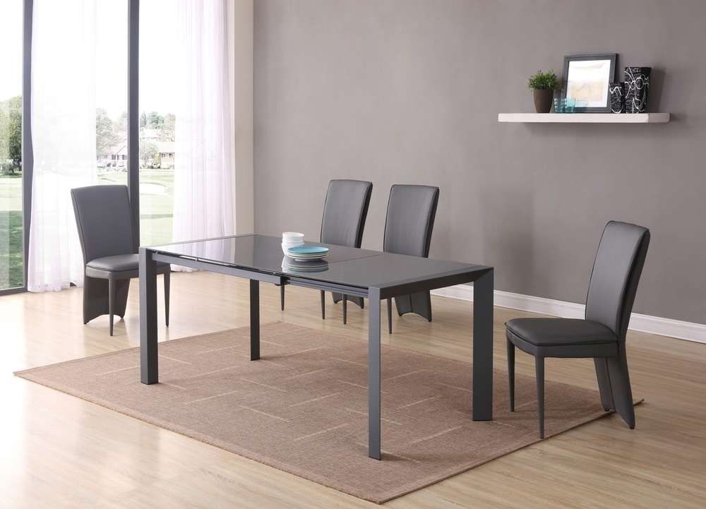 Extending Matt Grey Glass Dining Table And 6 Chairs – Homegenies With Famous Grey Glass Dining Tables (Photo 4 of 20)