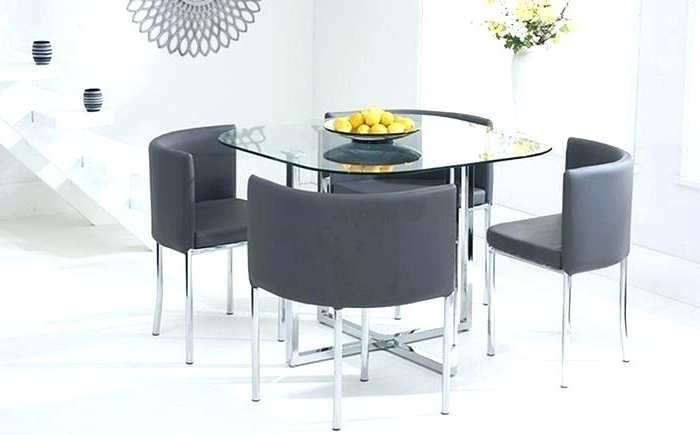 Fashionable Amazing Glass Dining Table And Chairs Set Round Top 4 Cheap Sets Intended For Glass Dining Tables And Chairs (Photo 14 of 20)