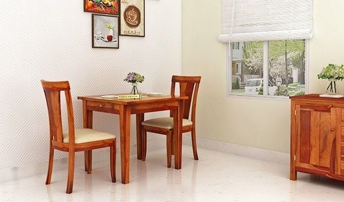 Fashionable Buy Mcbeth Storage 2 Seater Dining Table Set (honey Finish) Online Throughout Two Seater Dining Tables And Chairs (View 15 of 20)