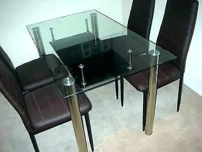 Fashionable Glass Dining Tables And Leather Chairs Intended For Glass Dining Table Sets 6 Fascinating Set Chairs Lovely S Outlet (Photo 5 of 20)