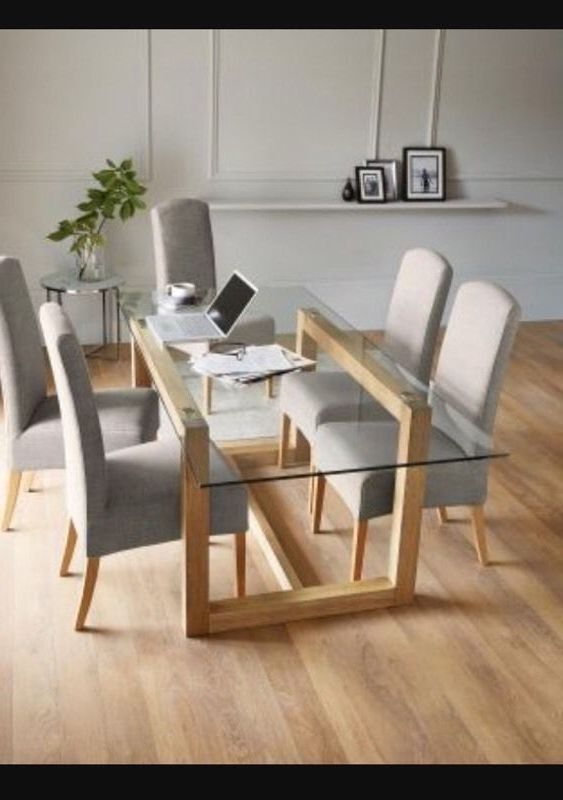 Featured Photo of 20 Photos Glass Oak Dining Tables