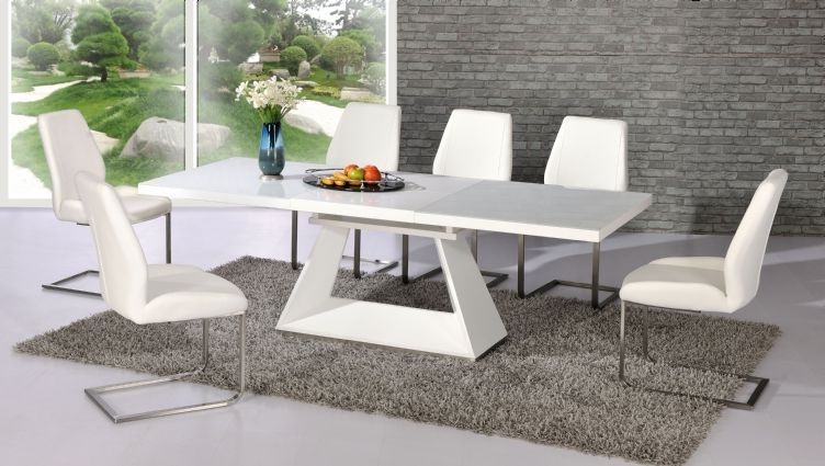 Fashionable Gloss White Dining Tables With Regard To Silvano Extending White High Gloss Contemporary Dining Table & Dalia (View 3 of 20)