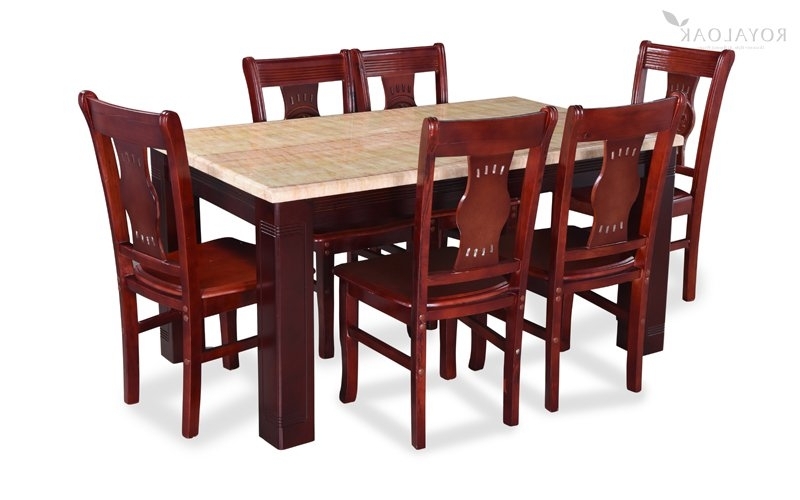 Favorite Buy Royaloak Lido 6 Seater Dining Set With Art Marble Table Top Pertaining To 6 Seater Dining Tables (Photo 3 of 20)