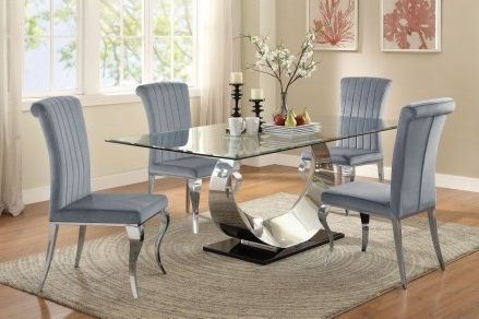 Favorite Coaster Manessier Chrome Dining Room Set – Manessier Collection: 5 Intended For Chrome Dining Room Chairs (View 16 of 20)