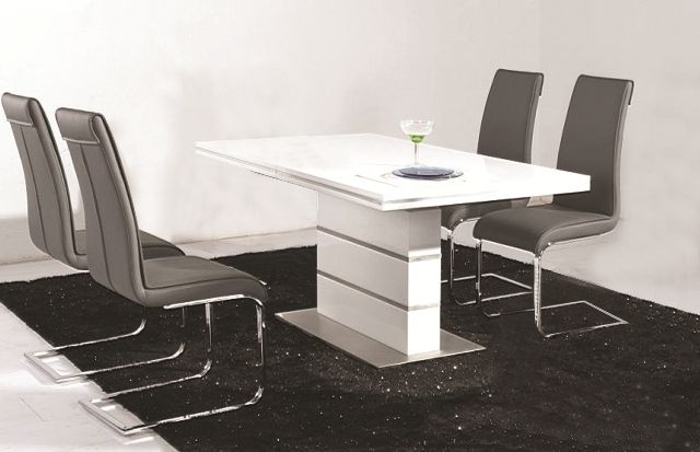 Favorite Dolores High Gloss Dining Table 4 Faux Leather Chrome Chairs In High Gloss Dining Tables And Chairs (Photo 3 of 20)