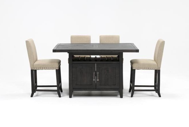 Favorite Jaxon 5 Piece Extension Counter Set W/fabric Stools (View 1 of 20)