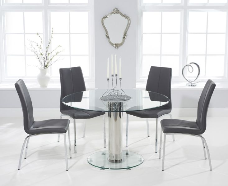 Favorite Sofia 120cm Round Glass Dining Table With Cavello Chairs Intended For Round Glass And Oak Dining Tables (View 12 of 20)