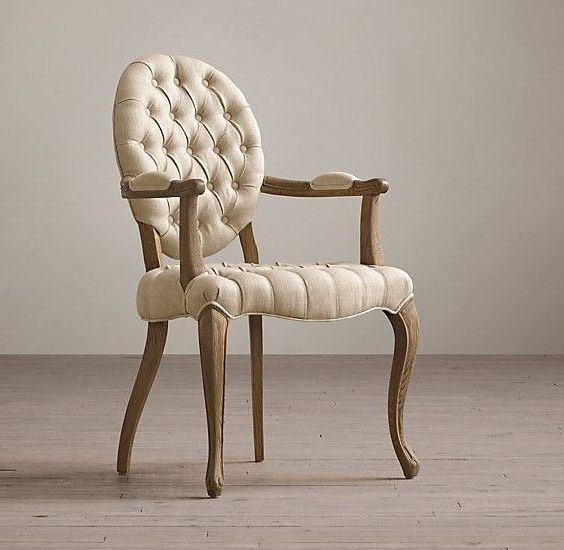 Favorite Tufted Round Arm Fabric Covered Leather Dining Chair , Elegant Pertaining To Fabric Covered Dining Chairs (View 14 of 20)