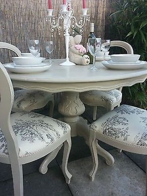 French Shabby Chic Louis Dining Table And Balloon Back Chairs Pertaining To Well Liked French Chic Dining Tables (Photo 1 of 20)