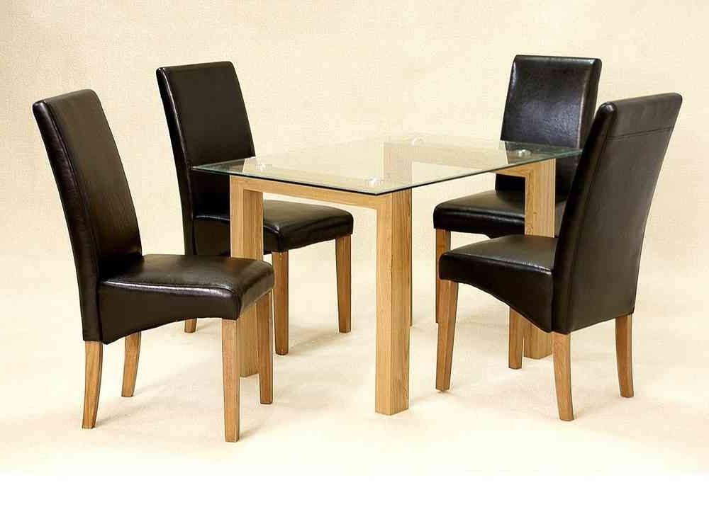 Glass Dining Table And 4 Chairs Clear Small Set Oak Wood Finish For Best And Newest Oak Dining Tables And 4 Chairs (Photo 18 of 20)