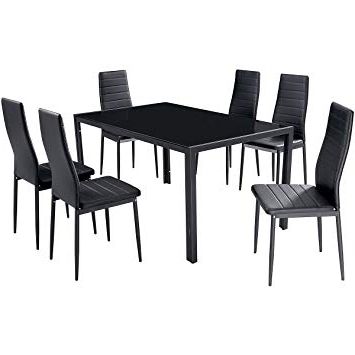 Glass Dining Tables With 6 Chairs Within Preferred Gfw Houston Glass Dining Table With 6 Chairs – Pvc Dining Set –  (View 12 of 20)