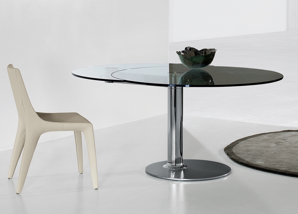 Glass Round Extending Dining Tables Within Best And Newest Bonaldo Plinto Round Extending Table (View 3 of 20)