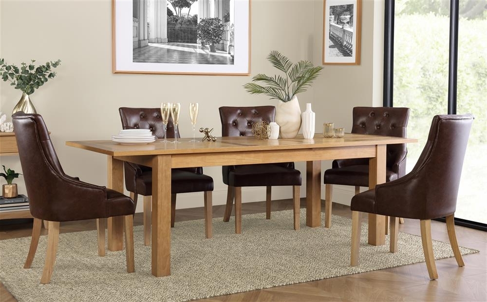 Hamilton 180 230cm Oak Extending Dining Table With 6 Duke Club Brown With Regard To Well Known Hamilton Dining Tables (Photo 12 of 20)