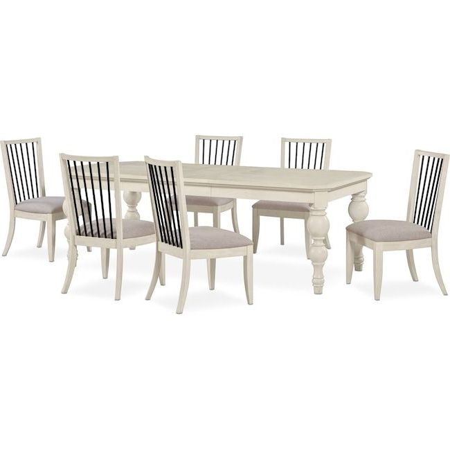 Hampton Counter Height Dining Table And 6 Upholstered Stoo In Preferred Gavin 7 Piece Dining Sets With Clint Side Chairs (View 10 of 20)