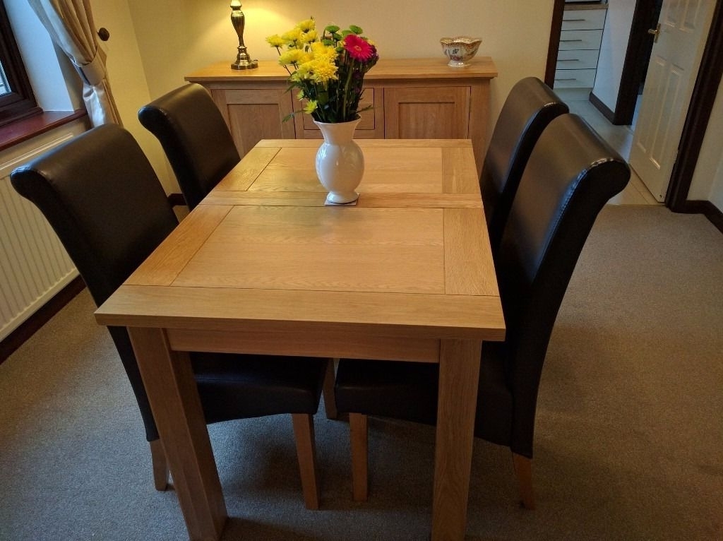 Harvey Solid Oak Small Leaf Extending Dining Table – 120cm To153cm X Throughout Latest Harvey Dining Tables (Photo 2 of 20)