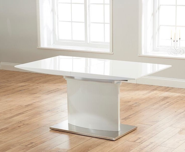 Hayden 160cm White High Gloss Extending Dining Table (View 18 of 20)