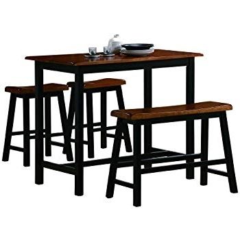 Helms 5 Piece Round Dining Sets With Side Chairs In Most Recent Amazon: Taraval 5 Piece Dining Set With Bench Cappuccino And (View 14 of 20)