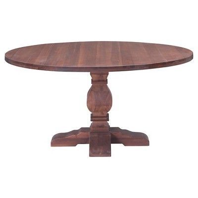 Helms Round Dining Tables Within Trendy Classic Carved 60 Round Wood Pedestal Dining Table – Natural – Zm (View 1 of 20)