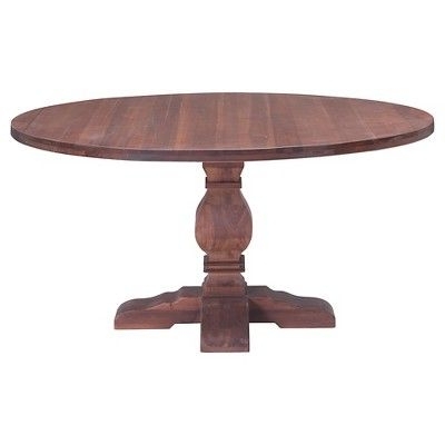 Helms Round Dining Tables Within Trendy Classic Carved 60 Round Wood Pedestal Dining Table – Natural – Zm (Photo 1 of 20)