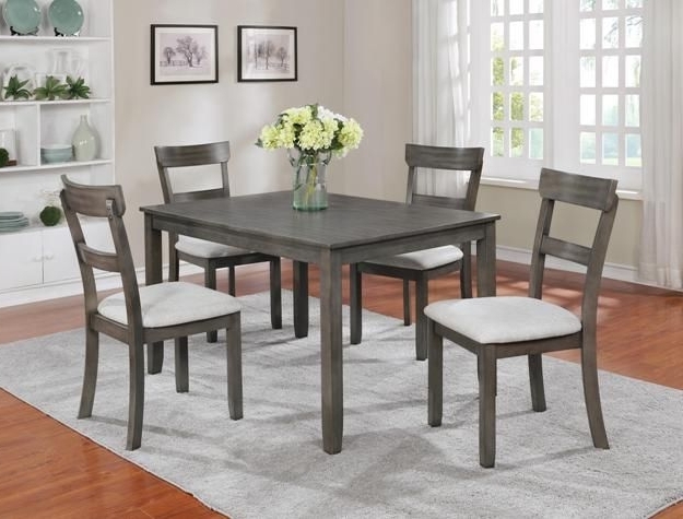 Henderson Driftwood Grey 5 Piece Dinette $399.00 Table 48" X 36" X With Most Popular Jaxon Grey 5 Piece Extension Counter Sets With Fabric Stools (Photo 8 of 20)