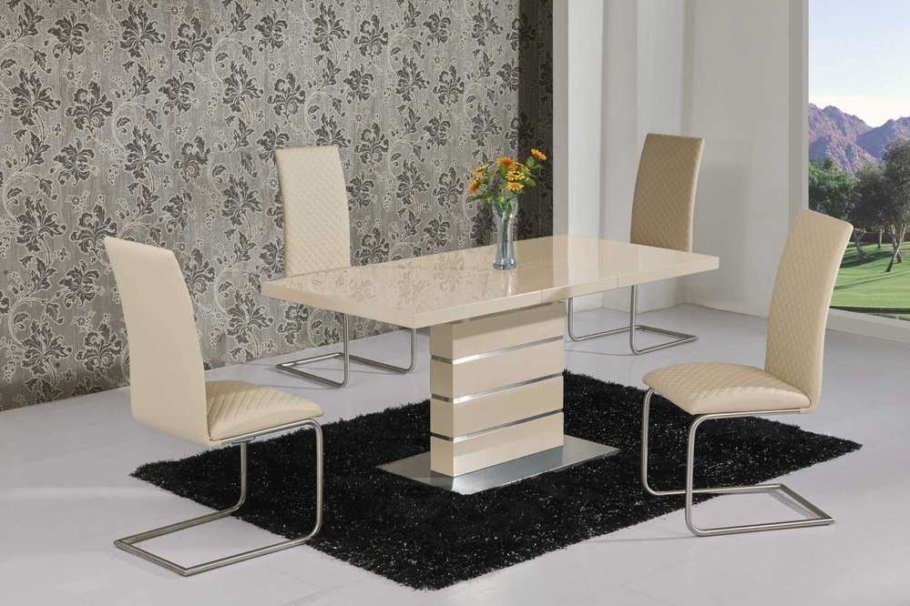 High Gloss Cream Dining Tables With Widely Used Extending Cream High Gloss Dining Table And 6 Cream Chairs (View 4 of 20)