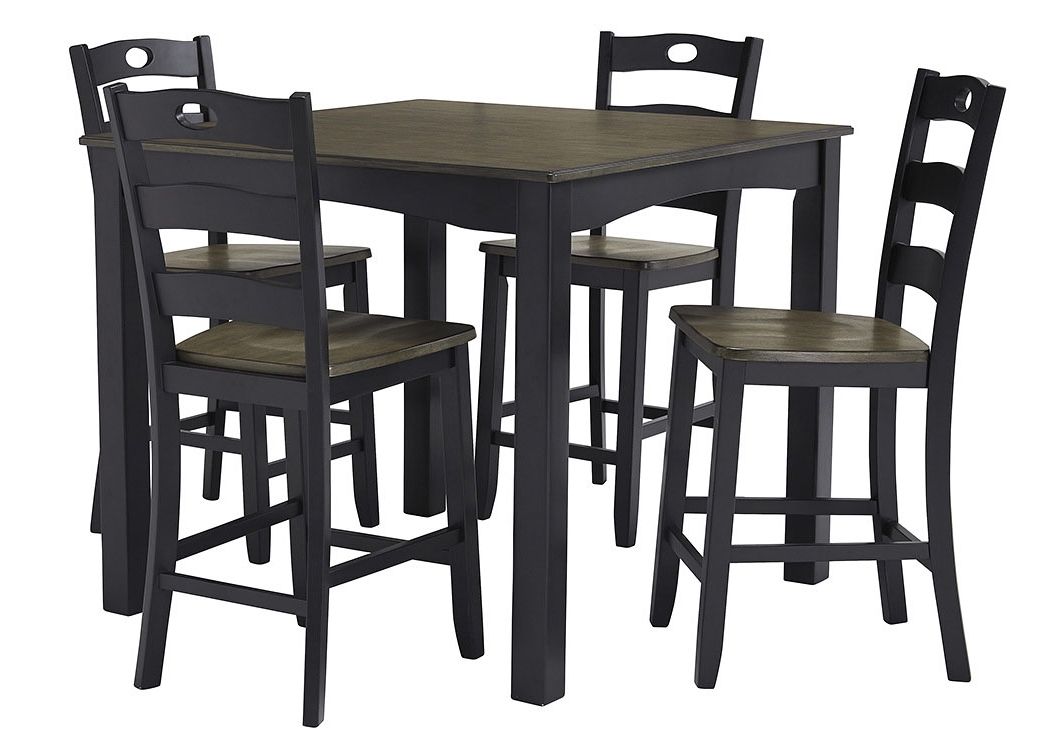 Jaxon 5 Piece Extension Round Dining Sets With Wood Chairs Inside Trendy Rice Furniture & Appliance Froshburg Grayish Brown/black 5 Piece (View 16 of 20)