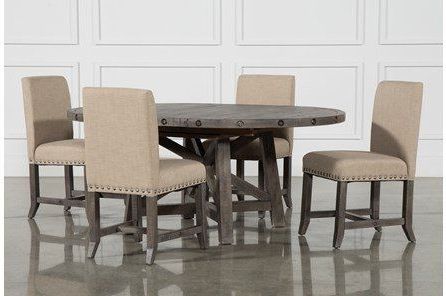 Jaxon Grey 5 Piece Extension Counter Sets With Fabric Stools Throughout Preferred The Jaxon Grey 5 Piece Dining Collection – Which Includes A Round (View 5 of 20)