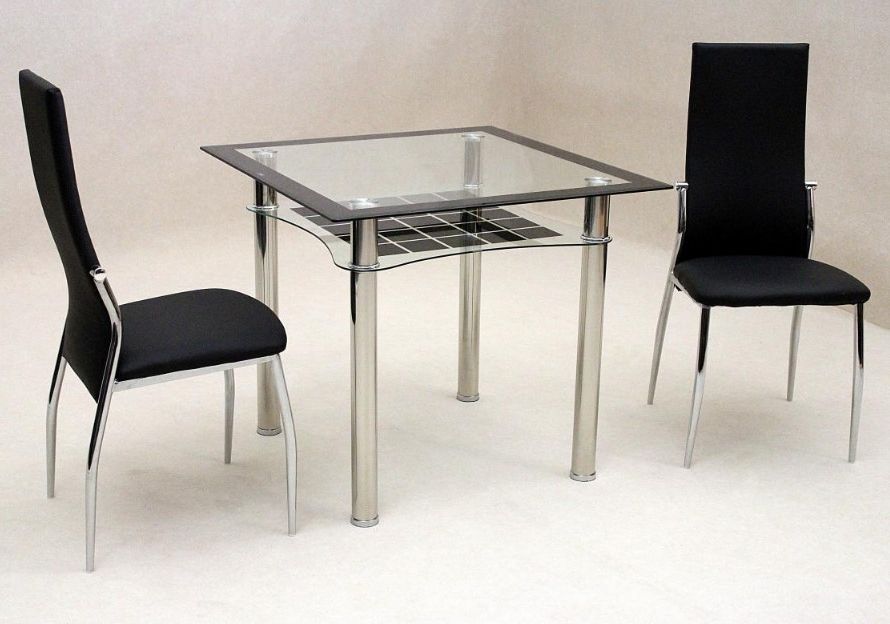 Jazo Black Dining Table Chrome 2 Lazio Chairs • Essential Rentals With Regard To Most Up To Date Lazio Dining Tables (Photo 6 of 20)