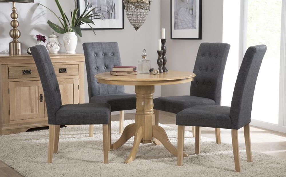 Kingston Round Oak Dining Table With 4 Regent Slate Chairs Only Inside Most Recently Released Kingston Dining Tables And Chairs (Photo 20 of 20)