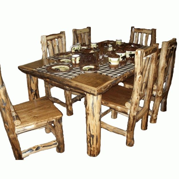 Latest Aspen Dining Tables Pertaining To Aspen Log Furniture: 42 Inch X 96 Inch Aspen Dining Table (View 3 of 20)