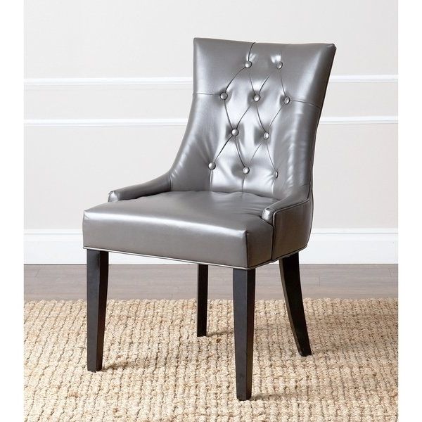 Latest Grey Leather Dining Chairs Pertaining To Shop Abbyson Napa Grey Leather Dining Chair – Free Shipping Today (Photo 8 of 20)