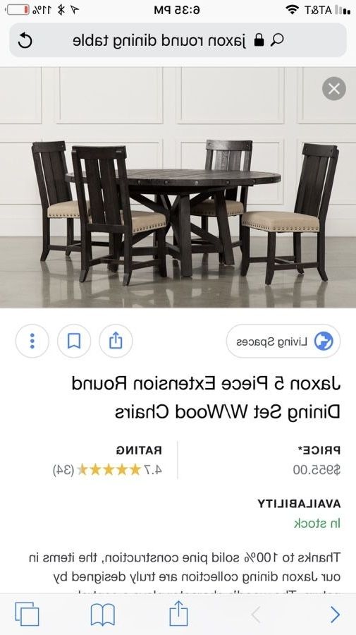 Latest Jaxon 5 Piece Extension Round Dinning Set W/ Wood Chairs. For Sale Intended For Jaxon Grey 6 Piece Rectangle Extension Dining Sets With Bench & Wood Chairs (Photo 19 of 20)
